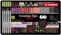 STABILO Tűfilc készlet fém doboz Stabilo Creative Tips ARTY 6 különböző pasztell szín 5 különböző vastagság (TST89306220)