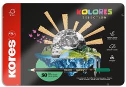 Kores Színes ceruza készlet háromszögletű fém doboz Kores Kolores Selection 50 különböző szín (IK93351)