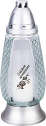 Zniczplast Gyertya Grave, átlátszó üveg, szlovák felirattal, ezüst, 28 óra, 80 g, sírra, 11x28 cm (STP012173258)