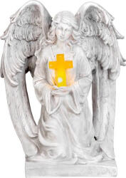 MagicHome Dekoráció MagicHome, Angyal kereszttel, LED, polirezin, sírra, szolár, 23, 5x19, 5x30, 5 cm (STP018091656)