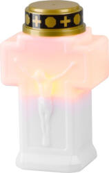 MagicHome Gyertya MagicHome, kereszt, LED, sírhoz, fehér, 2xAA, 15x9 cm, (csomag része 2xAA) (STP012172298)