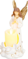 MagicHome dekoráció , Angyal gyertyával, LED, polirezin, sírra, 10, 5x14x20 cm (STP018091661)