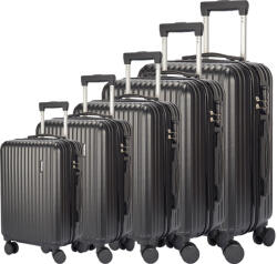 Dollcini Dollcini, Világjáró Bőrönd 5db set, 28"24"20"18"16", Több színben - Fekete - 85× 55 × 40 cm