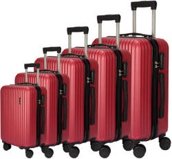 Dollcini Dollcini, Világjáró Bőrönd 5db set, 28"24"20"18"16", Több színben - Borvörös - 85× 55 × 40 cm