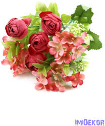  Boglárka + kis virágos selyem csokor 30cm 272 - Bordó