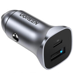 UGREEN Incarcator Auto UGREEN CD130, 30W, 3A, 1 x USB-A - 1 x USB-C, Gri