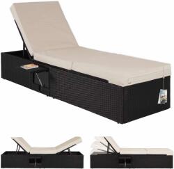 CASARIA Sezlong CASARIA® din polirattan, perna de 7 cm cu husa detasabila, raft lateral, capacitate 400 kg, 200 x 58 x 33 cm (996900)