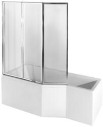 Besco Cada baie pe colt poligonala asimetrica Besco Integra acril 150x75 cm, inclus paravan dus 3 elemente (WAI-150-PL3)