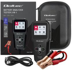 Qoltec Digitális Akkumulátor Elemző Teszter 3 az 1-ben LCD kijelzővel és többnyelvű támogatással 6V | 12V | 24V | 30Ah-200Ah (52489)