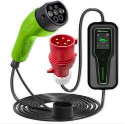 Qoltec Mobil EV töltő állítható 2in1 Type2 | 11kW | CEE 5 PIN | LCD | 3 fázis | Hordozható | Fali töltő | 5m (52467)