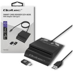 Qoltec Intelligens Smart ID chipkártya olvasó SCR-0636 | USB 2.0 + USB-C Adapter (50636)