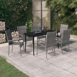 vidaXL Set mobilier de grădină, 7 piese, gri și negru (3099410)