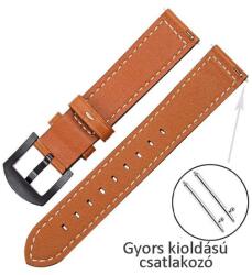 MYBANDZ 22SKU4548 elegáns bőróraszíj, 22mm (barna - fekete csattal) (22SKU4548)