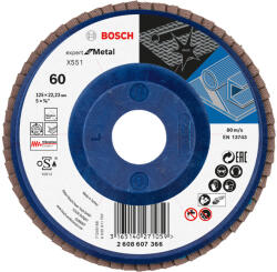 Bosch EXPERT X551 legyezőtárcsa fémhez, egyenes, műanyag alátéttányér, Zirkon 125mm, G60 (2608607366)