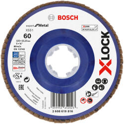 Bosch EXPERT Metal X551 X-Lock legyezőtárcsa 125mm, 22, 23 G60 sarokcsiszolókhoz (Regisztrációval akár ajándék is elérhető! ) (2608619816)