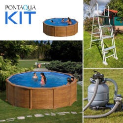 Pontaqua KIT WOOD kerek fémfalas családi medence szett 4, 6 x 1, 2 m (FFA_867)