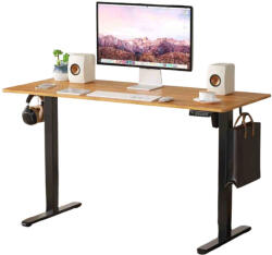 Elektromosan állítható magasságú íróasztal - 140x60cm arany tölgy ülő-/állómunkához - LVN System Lite LV1715 (LV1715)