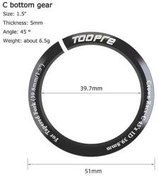 Toopre 1.5 Tapered kormánycsapágy alsó kúp, cartridge csapágyas rendszerhez, fekete