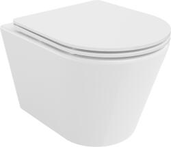 Mexen Rico, falra akasztható wc csésze 490x360x370 mm, Perem nélküli Tornado + duroplast wc ülőke, fényes fehér, 30720300T (30720300T)