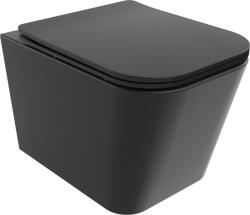 Mexen Teo, falra akasztható wc csésze 510x345x340 mm, Perem nélküli Tornado + duroplast wc ülőke, fekete matt, 30850685T (30850685T)