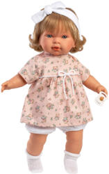 Llorens Llorens: Carla 42cm-es síró baba virágos ruhában fejpánttal (42164L) - jatekshop