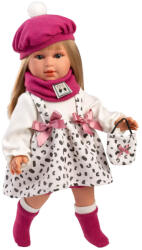 Llorens Llorens: 40cm-es Carla baba rózsaszín sapkában divatos ridiküllel (54050L) - jatekshop