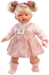 Llorens Llorens: Roberta 33cm-es síró baba cumival pöttyös ruhában (33158) - jatekshop