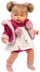 Llorens Llorens: Joelle 38cm-es síró baba cumival rózsaszín kabátban (38364) - jatekshop