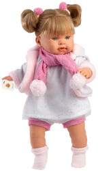 Llorens Llorens: Alexandra 42cm-es síró baba cumival rózsaszín bojtos sállal (42288) - jatekshop