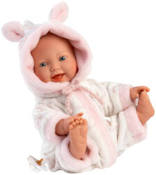 Llorens Llorens: Lány csecsemő baba puha gólya mintás pizsamában 31cm (63312) - jatekshop