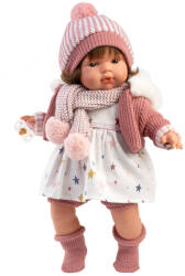 Llorens Llorens: Lola 38cm-es síró baba cumival kötött sapkában (38574) - jatekshop