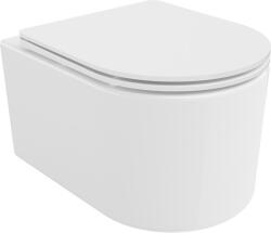 Mexen Sofia, falra akasztható wc csésze 490x360x355 mm, Perem nélküli Tornado + duroplast wc ülőke, fényes fehér, 30540300T (30540300T)