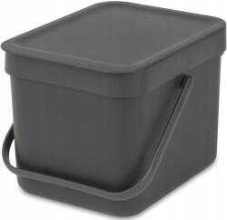 Brabantia Sort & Go konyhai szemetes felnyitható fedéllel, 6L, sötét szürke (BR-10-98-67)