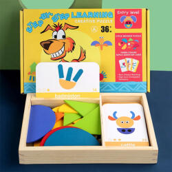 Leziter Mágneses tangram fajáték angol kártyákkal, kezdő szint (BTE-11-A) - platinashop