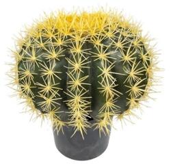 DD Selyemvirág gömbkaktusz cserepes műanyag 30 cm zöld, sárga (XRQ-XH-35CM)