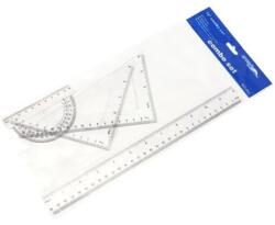Vonalzó készlet 4db-os közepes méretű vonalzó készlet szögmérővel