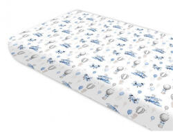 Baby Shop pamut, gumis lepedő 60*120 cm - kék repülőgép - babyshopkaposvar