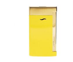 S.T. Dupont Slim 7 Yellow Vanilla öngyújtó erős szúró lánggal, vanilia sárga és arany színű (027780)