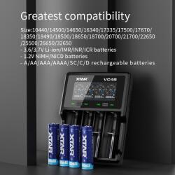 XTAR VC4SL 1, 2V/3, 6V/3, 7V NiMh/NiCD/Li-ion akkumulátor töltő (Xtar-VC4SL)