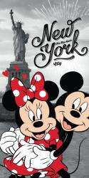 Otthonkomfort Disney Minnie és Mickey egér New Yorkban pamut strandtörölköző 70x140 cm