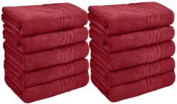 Ralex Pucioasa Pachet 10 prosoape baie 50x90 cm Bumbac 100%, Greek Border 500 grame/mp, Rosu Deschis Prosop