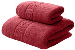 Ralex Pucioasa Set 2 prosoape baie 70x140 cm si 50x90 cm Bumbac 100%, Greek Border 500 grame/mp, Rosu Deschis Prosop