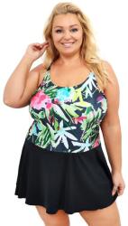 Spin Costum de baie rochie Corfu negru-verde cu flori, XL Costum de baie dama