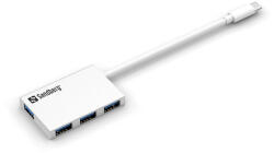Sandberg USB Hub - USB-C to 4xUSB3.0 Pocket Hub (ezüst; USB-C bemenet; 4port USB3.0 kimenet, aluminium) (PERSAN13620)