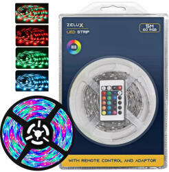 ZELUX LED szalag készlet RGB színes 5 méteres - távirányítóval és tápegységgel - digitalnet