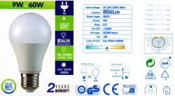 V-TAC 8.5W opál LED izzó E27 (középfehér) (vt 2099 e27 nw)