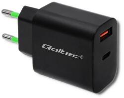 Qoltec Töltő | 18W | 5-12V | 1.5-3A | USB type C PD | USB QC 3.0 | Fekete (51713)