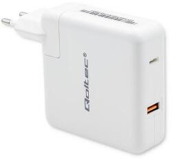 Qoltec GaN FAST 108W teljesítményű töltő | 5-20V | 3-4.7A | USB C | Laptop | Okostelefon | Fehér (51710)
