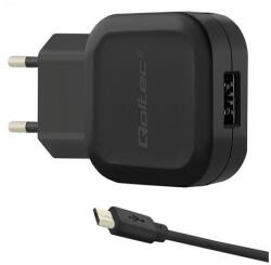 Qoltec Töltő 12W | 5V | 2.4A | USB + Micro USB kábel (50195)