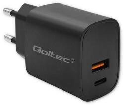 Qoltec GaN POWER PRO töltő | 1xUSB-C | 1xUSB | 30W | 5-20V | 1.5-3A | Fekete (52377)